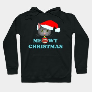 Meowy Christmas 2: Grey Tabby (Blue) Hoodie